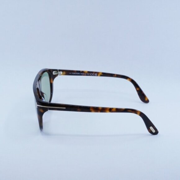 Tom Ford Edward FT1002 52N Sunglasses Dark Havana Aviator Frame, Green Lenses - Picture 9 of 11